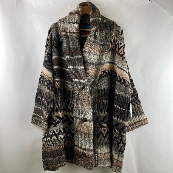NWT PILCRO ANTHROPOLOGIE Emilie Shawl Collar Chunky Knit Cardigan Med/Large - Picture 3 of 8